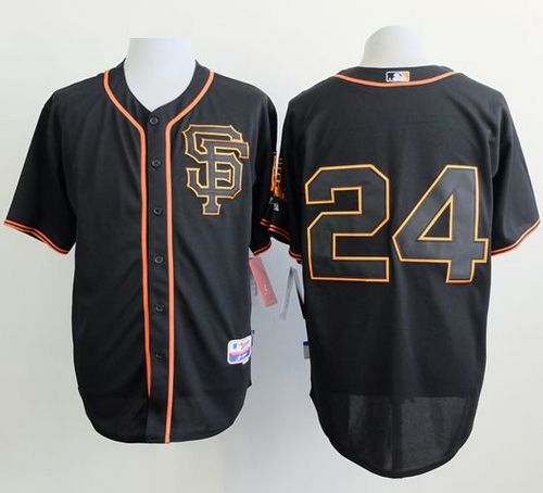 Giants #24 Willie Mays Black Alternate Cool Base Stitched MLB Jersey - Click Image to Close